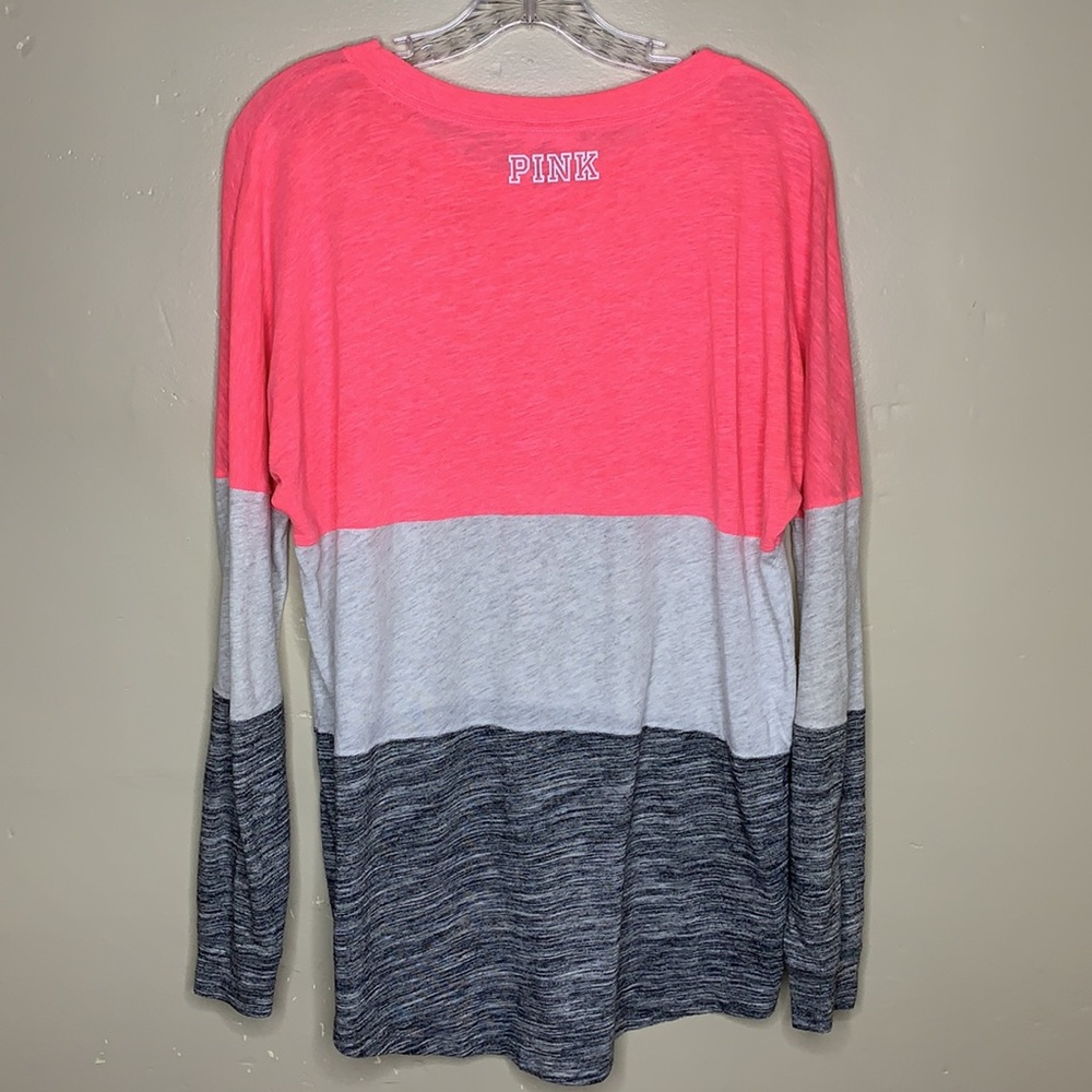 PINK VS Top Pink Gray Charcoal Soft Slouchy Comfy Color Block Dolman Sleeves Sm - Picture 2 of 10